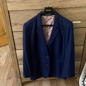 Indochino Dark Blue with Red Floral Lining suit set